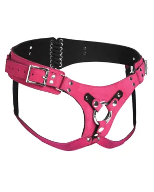 Pink Leather Strap-On Harness in Corset Style-Bodice