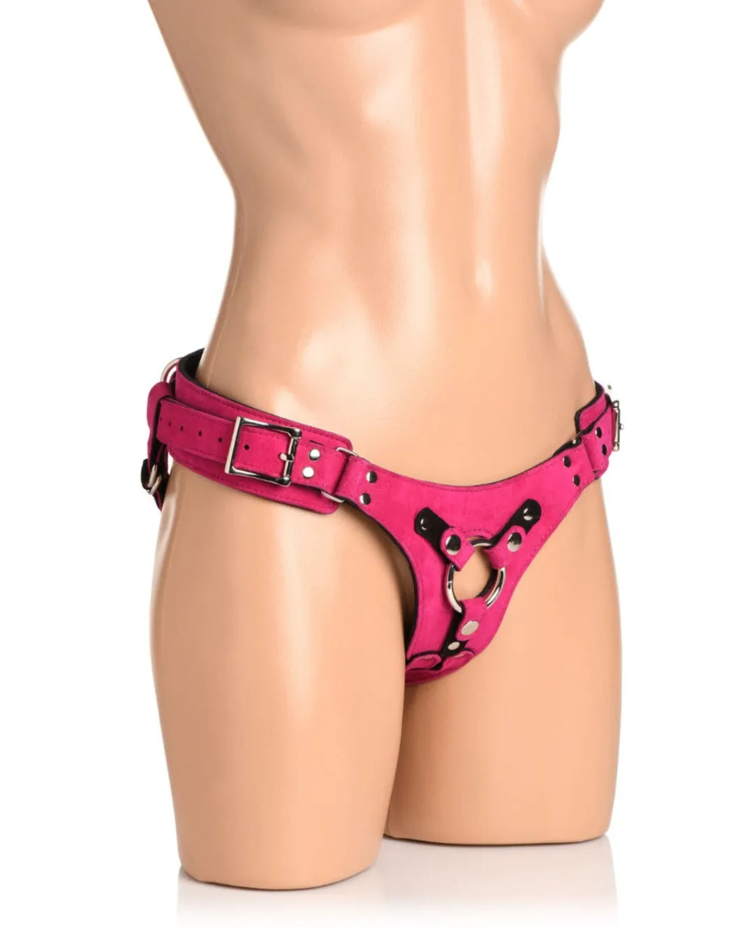 Pink Leather Strap-On Harness in Corset Style-Bodice