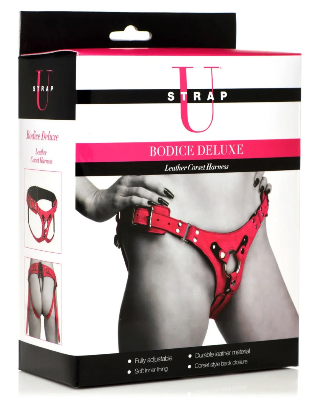Pink Leather Strap-On Harness in Corset Style-Bodice