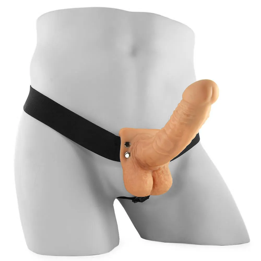Pipedream Fetish Fantasy Series 7 in. Hollow Strap-On with Balls Beige/Black