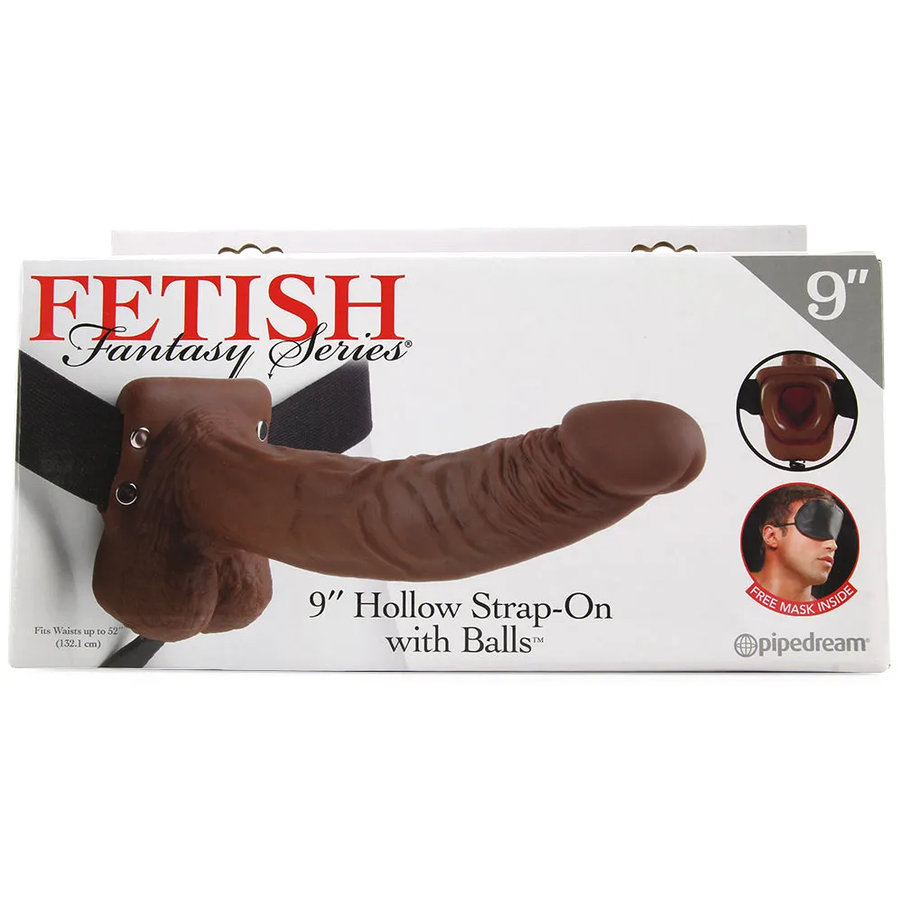 Pipedream Fetish Fantasy Series 9 in. Hollow Strap-On with Balls Brown/Black