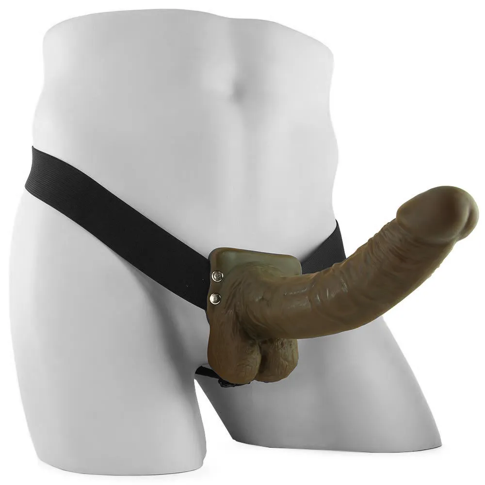 Pipedream Fetish Fantasy Series 9 in. Hollow Strap-On with Balls Brown/Black