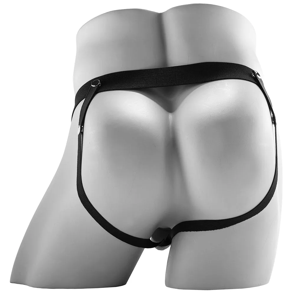Pipedream Fetish Fantasy Series Rechargeable Remote-Controlled Vibrating 7 in. Hollow Strap-On With Balls Tan/Black