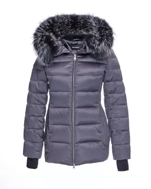 Polyester Jacket with Detachable Fox Trimmed Hood