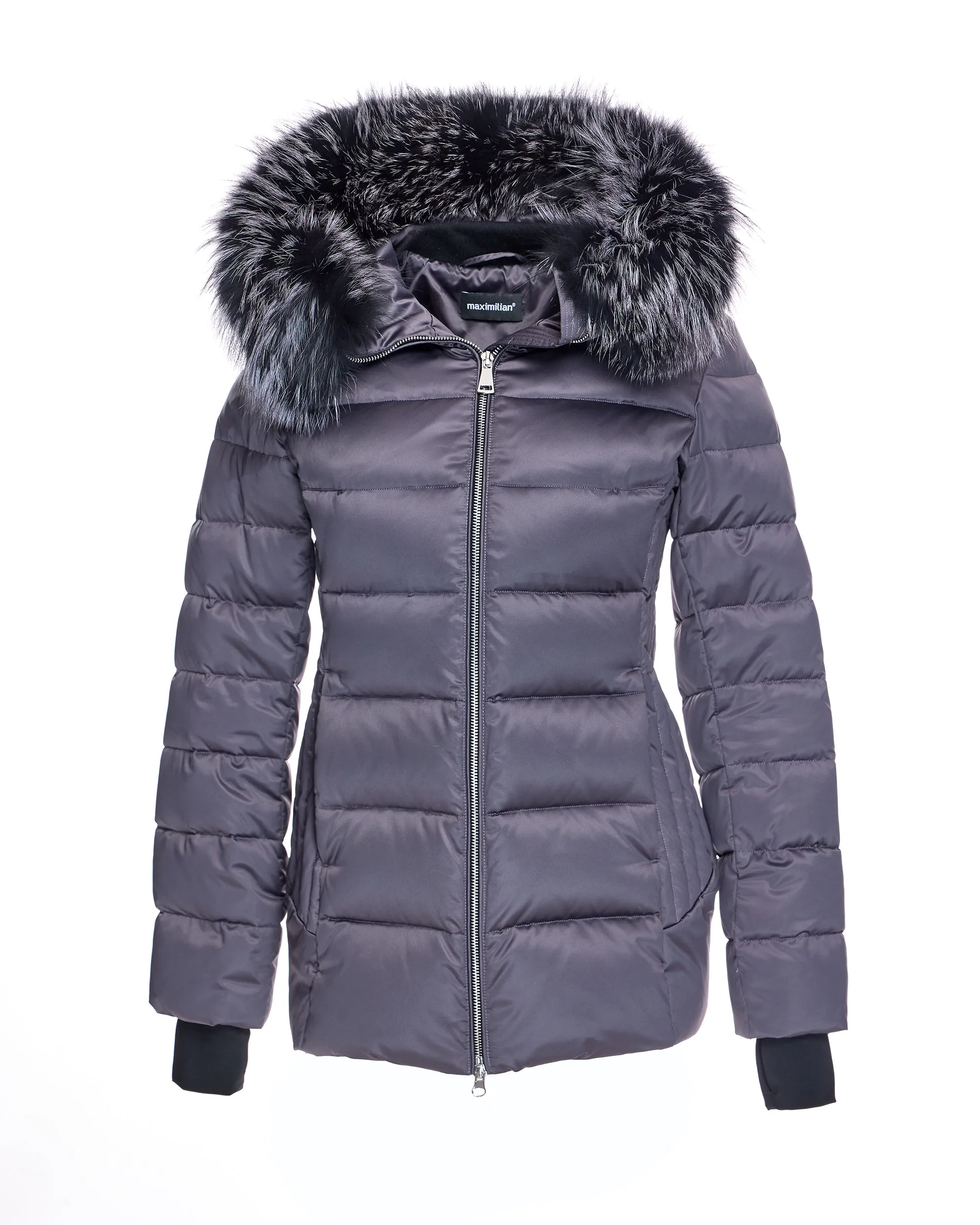 Polyester Jacket with Detachable Fox Trimmed Hood
