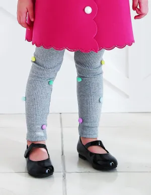 Pom-Pom Corded Leggings Grey