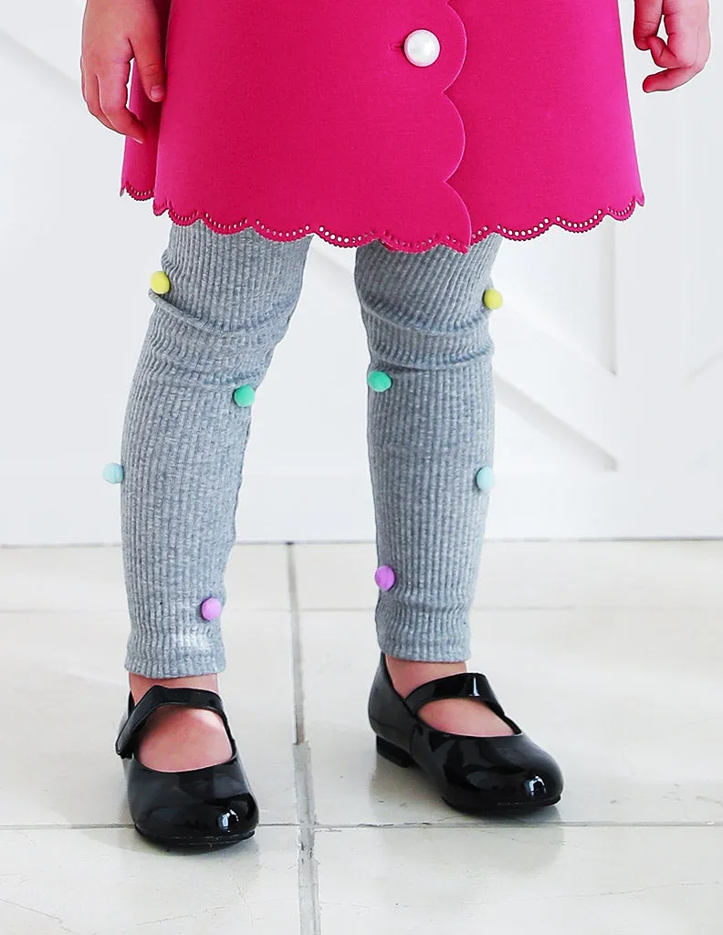 Pom-Pom Corded Leggings Grey