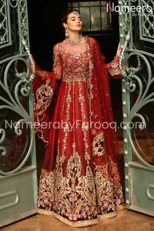 Premium Pakistani Designer Bridal Red Lehenga #BN187