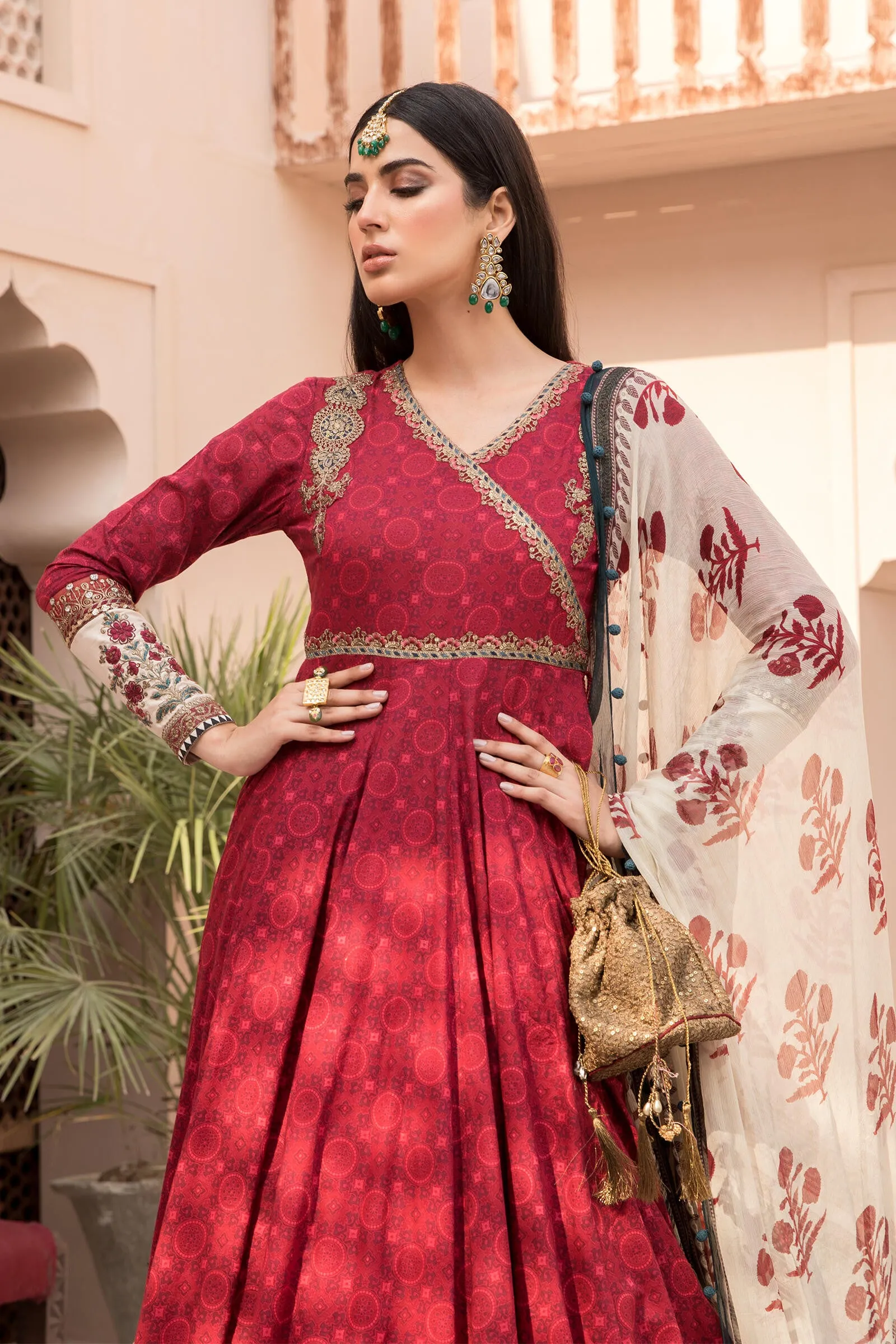 Pretty Red Party Dress Pakistani Designer Attire #PN495