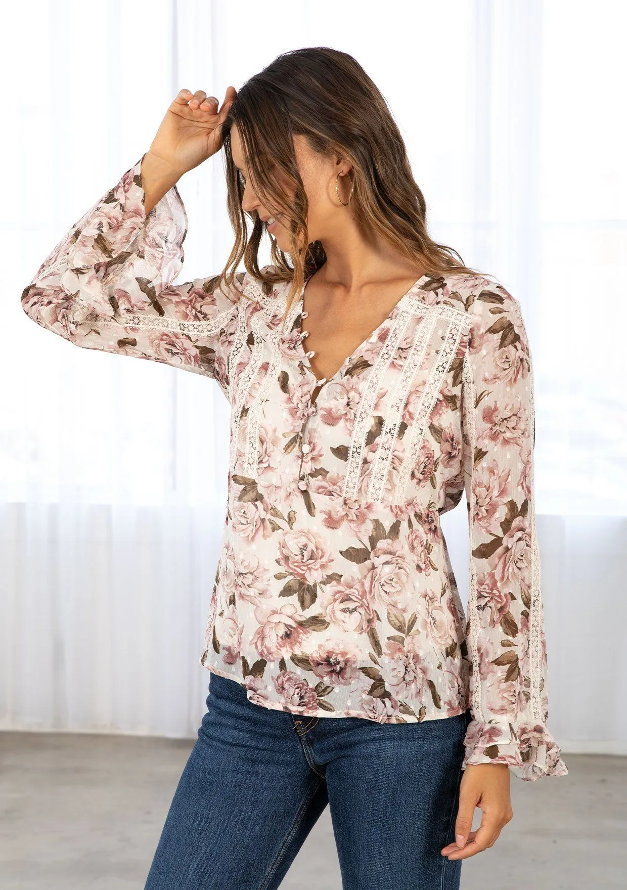 Primrose Lace Trim Blouse