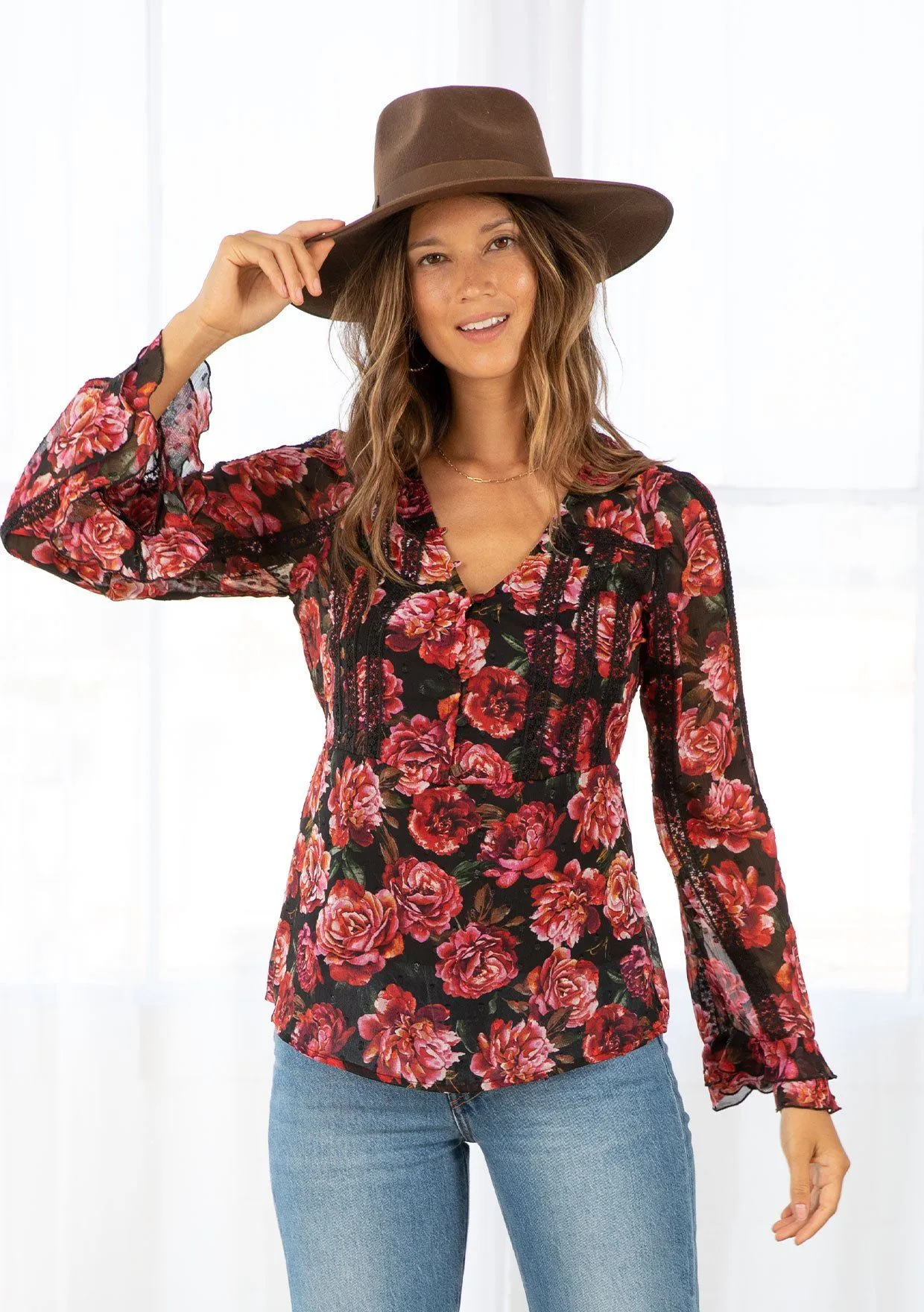 Primrose Lace Trim Blouse