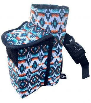 Printed insulated nylon bottle carrier with pocket