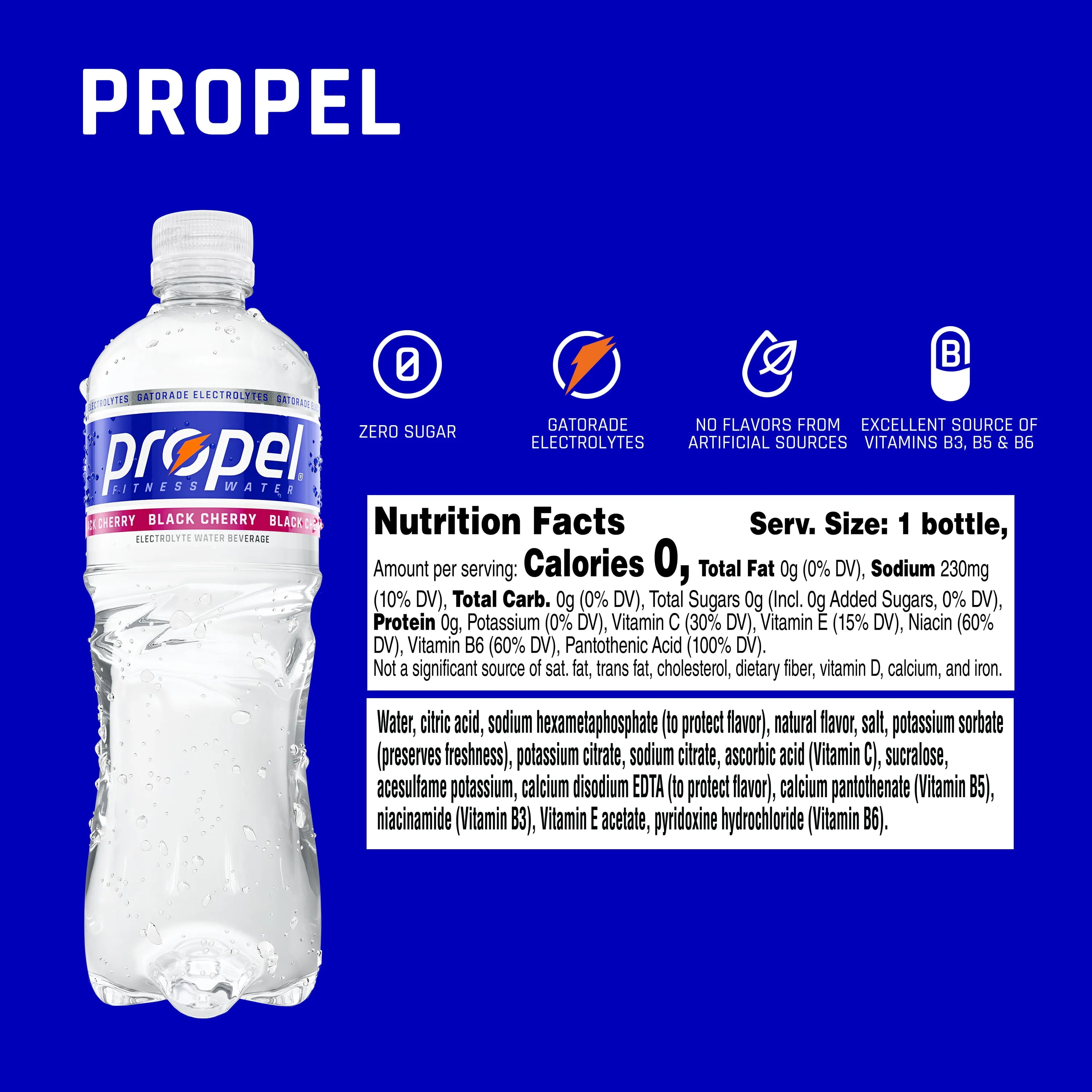 Propel Cherry Flavored Enhanced Water with Electrolytes, 16.9 Oz, 12 Pack Bottle