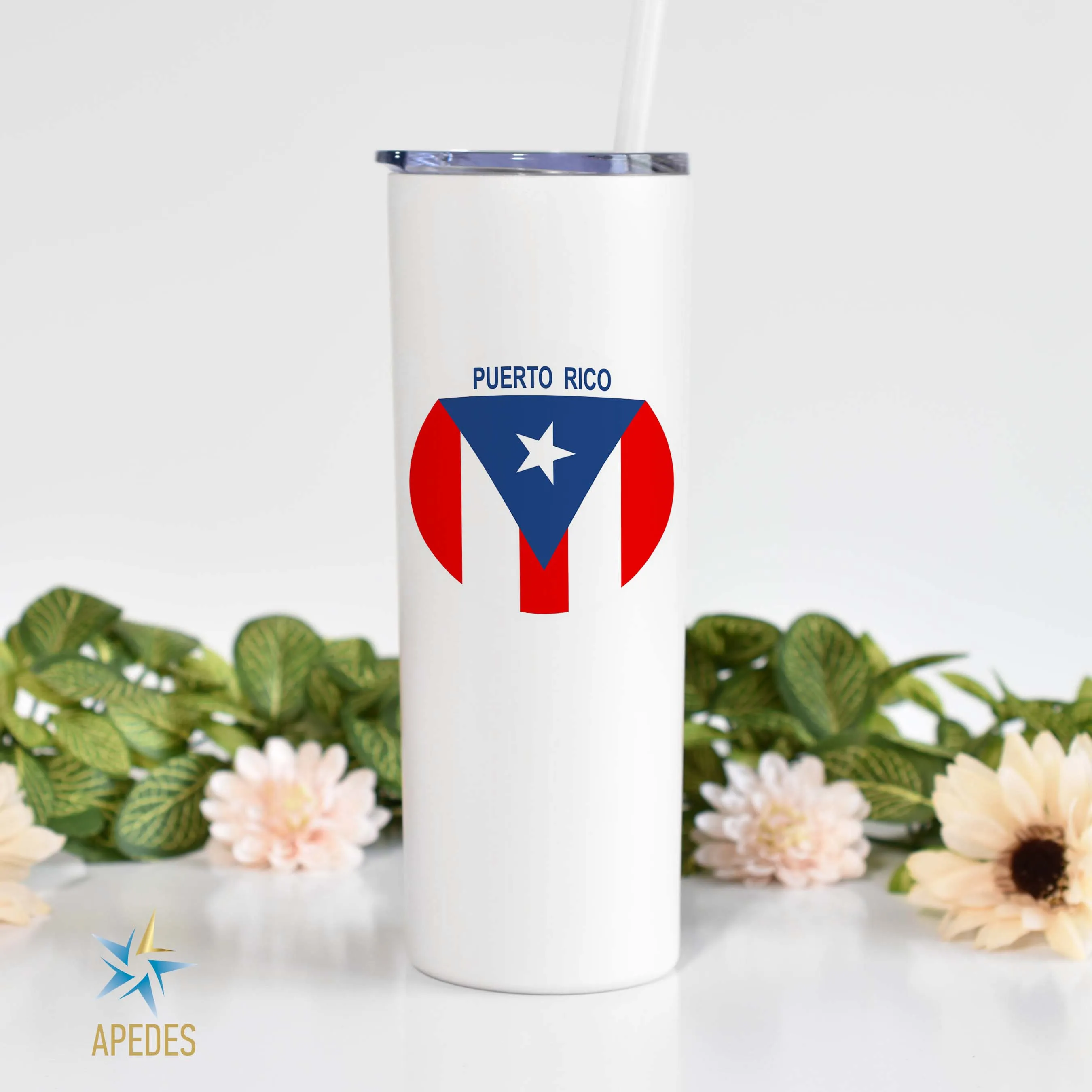 Puerto Rico Flag Stainless Steel Skinny Tumbler 20 OZ