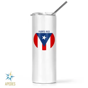 Puerto Rico Flag Stainless Steel Skinny Tumbler 20 OZ