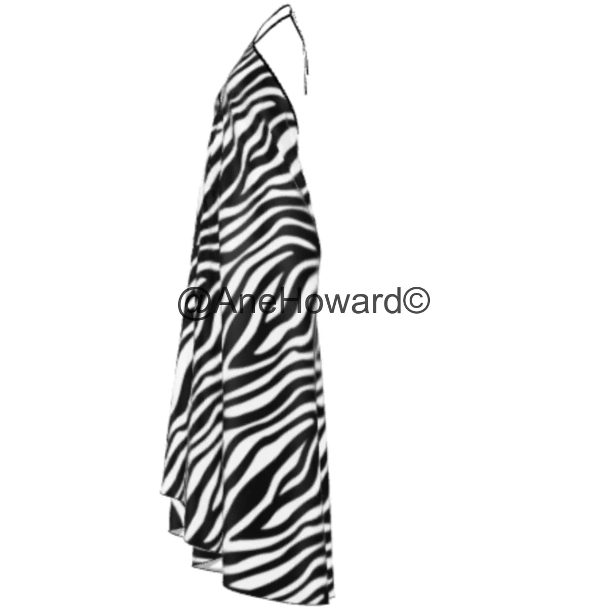 Pure Silk Halterneck Backless Dress Zebra