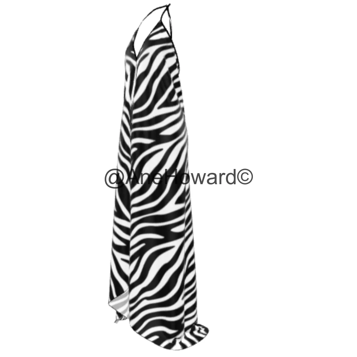 Pure Silk Halterneck Backless Dress Zebra
