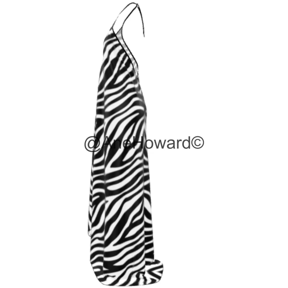 Pure Silk Halterneck Backless Dress Zebra