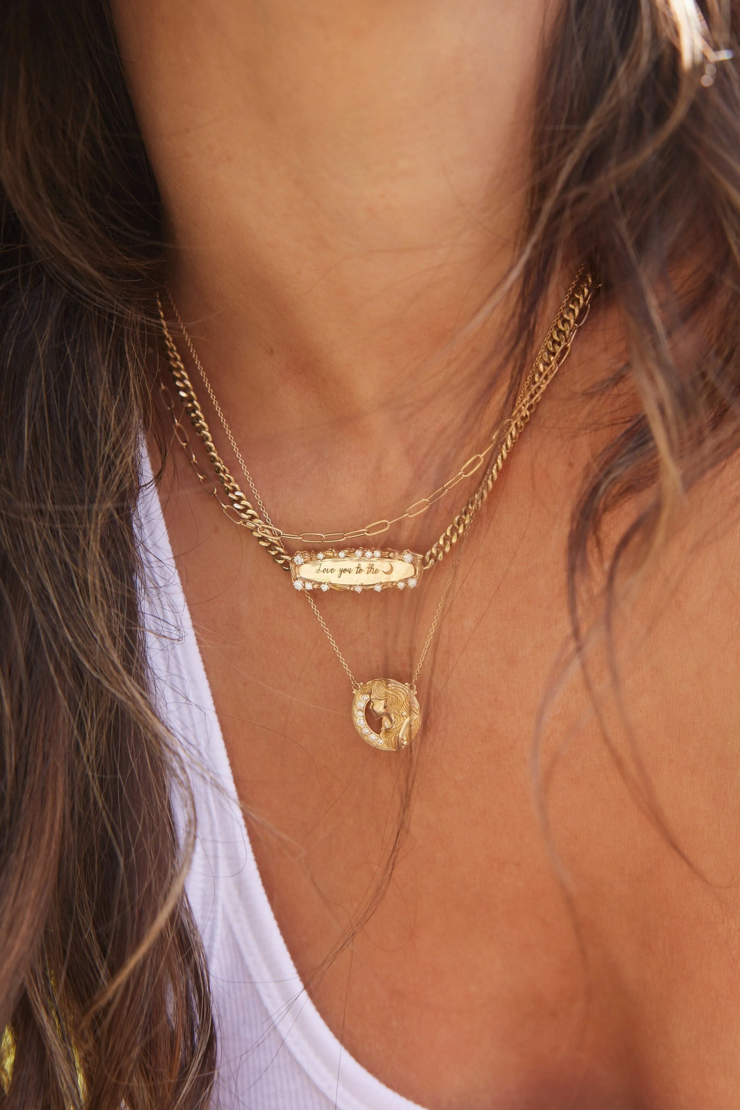 "Love You to the Moon" Diamond Bar Necklace