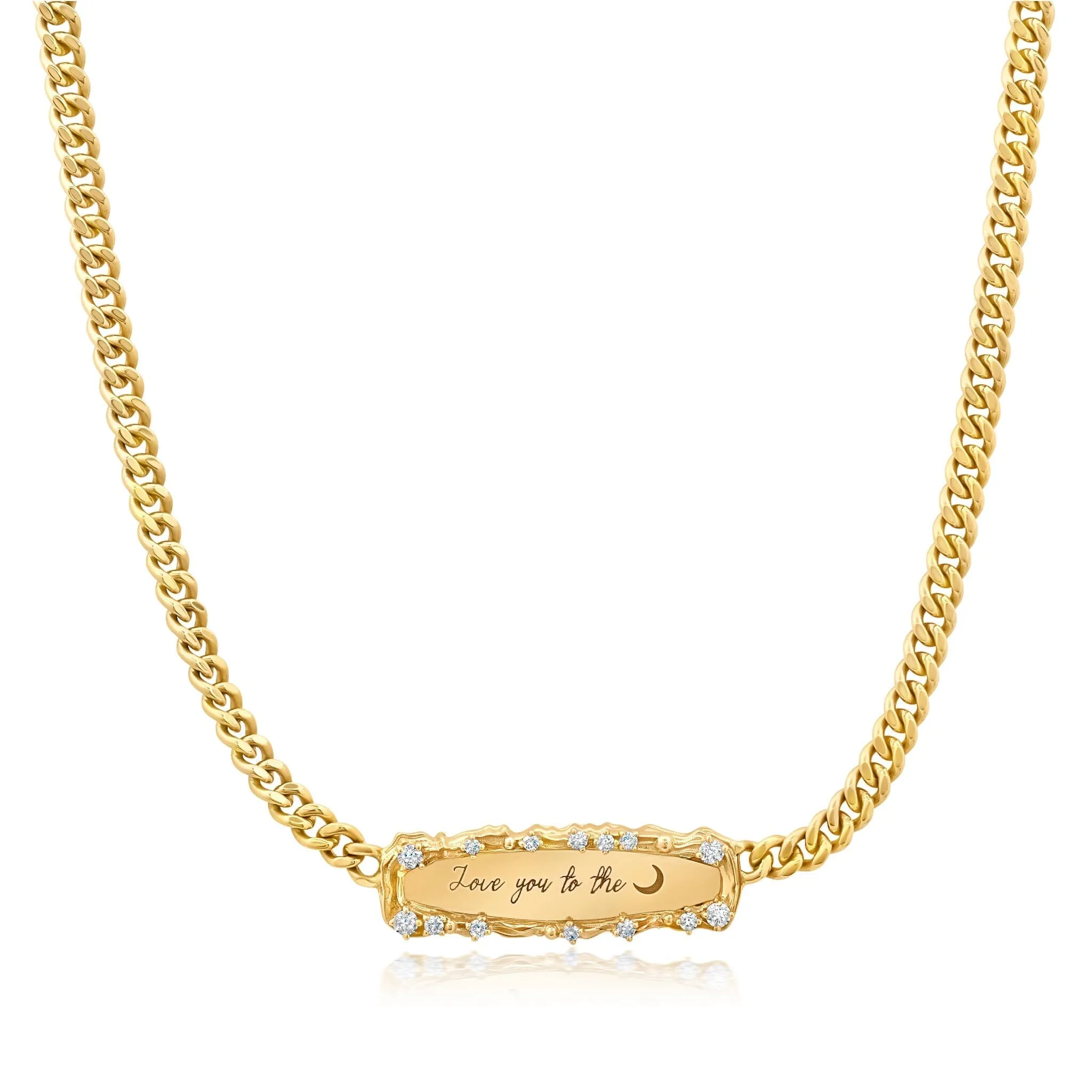 "Love You to the Moon" Diamond Bar Necklace