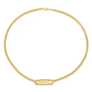 "Love You to the Moon" Diamond Bar Necklace