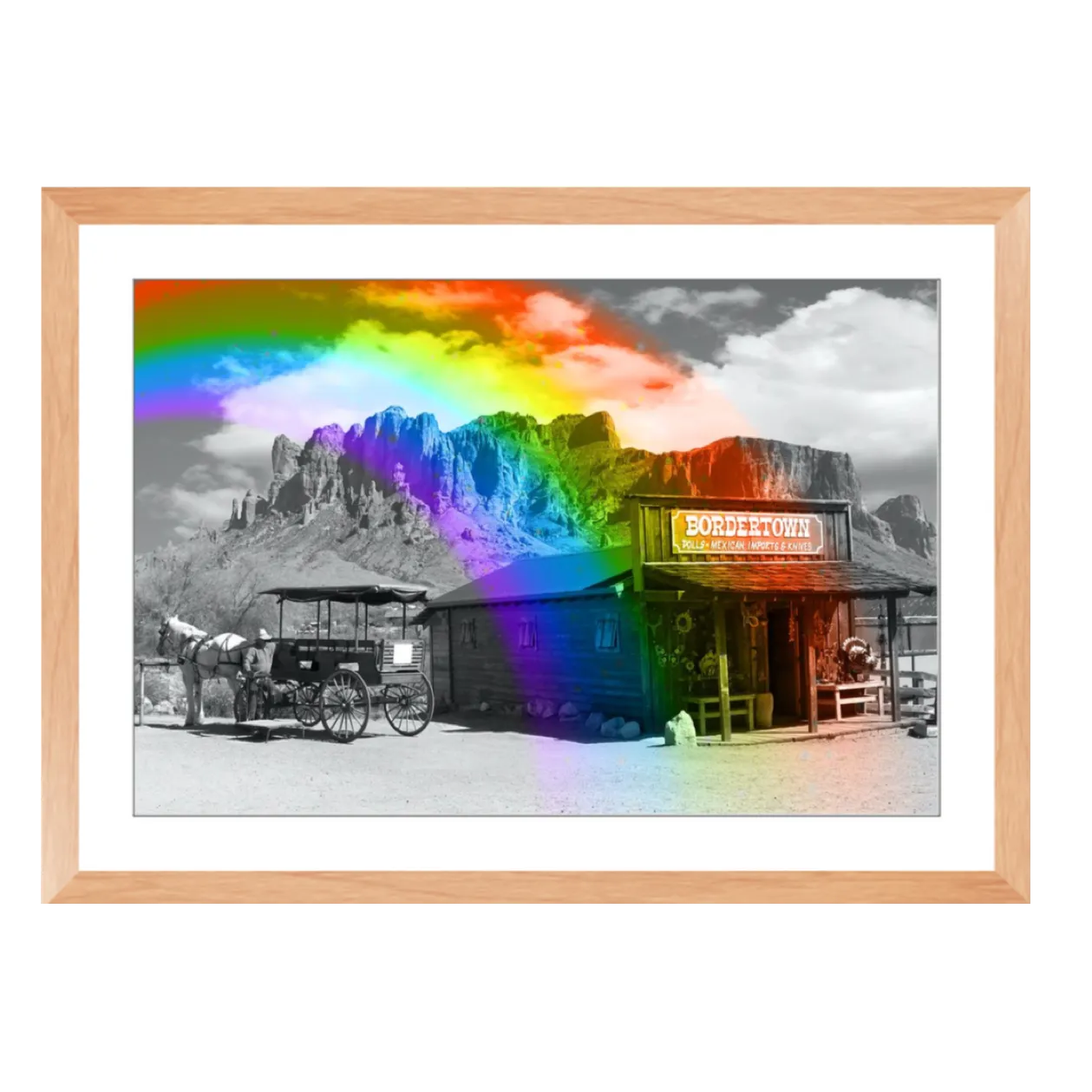Rainbow in Bordertown Framed Print