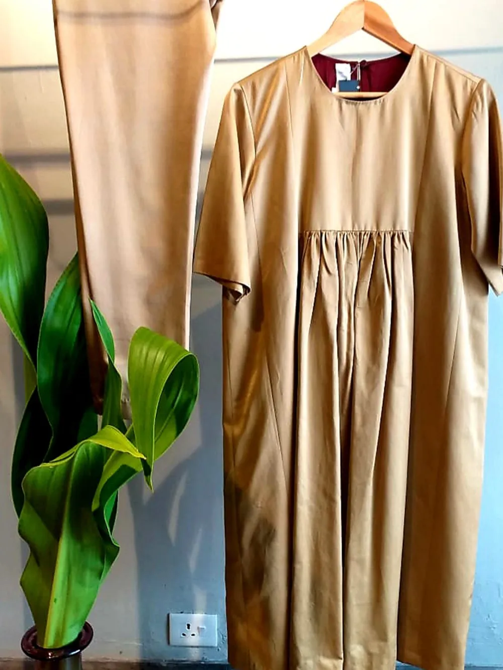 Raw Mango - dress-mehnaz-angel-handwoven-silk-beige