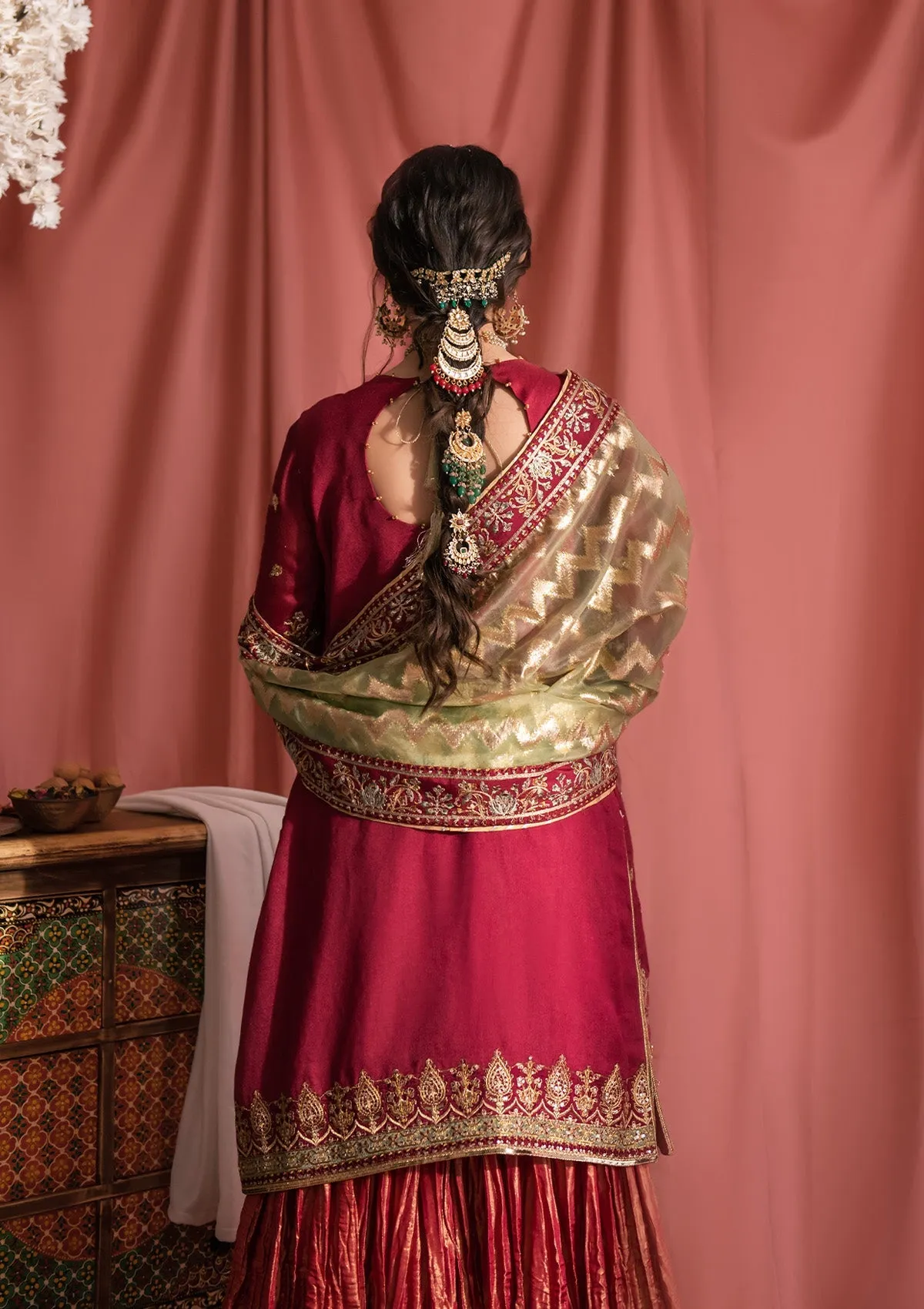 Raw Silk Kameez Trouser Style Pakistani Wedding Dress