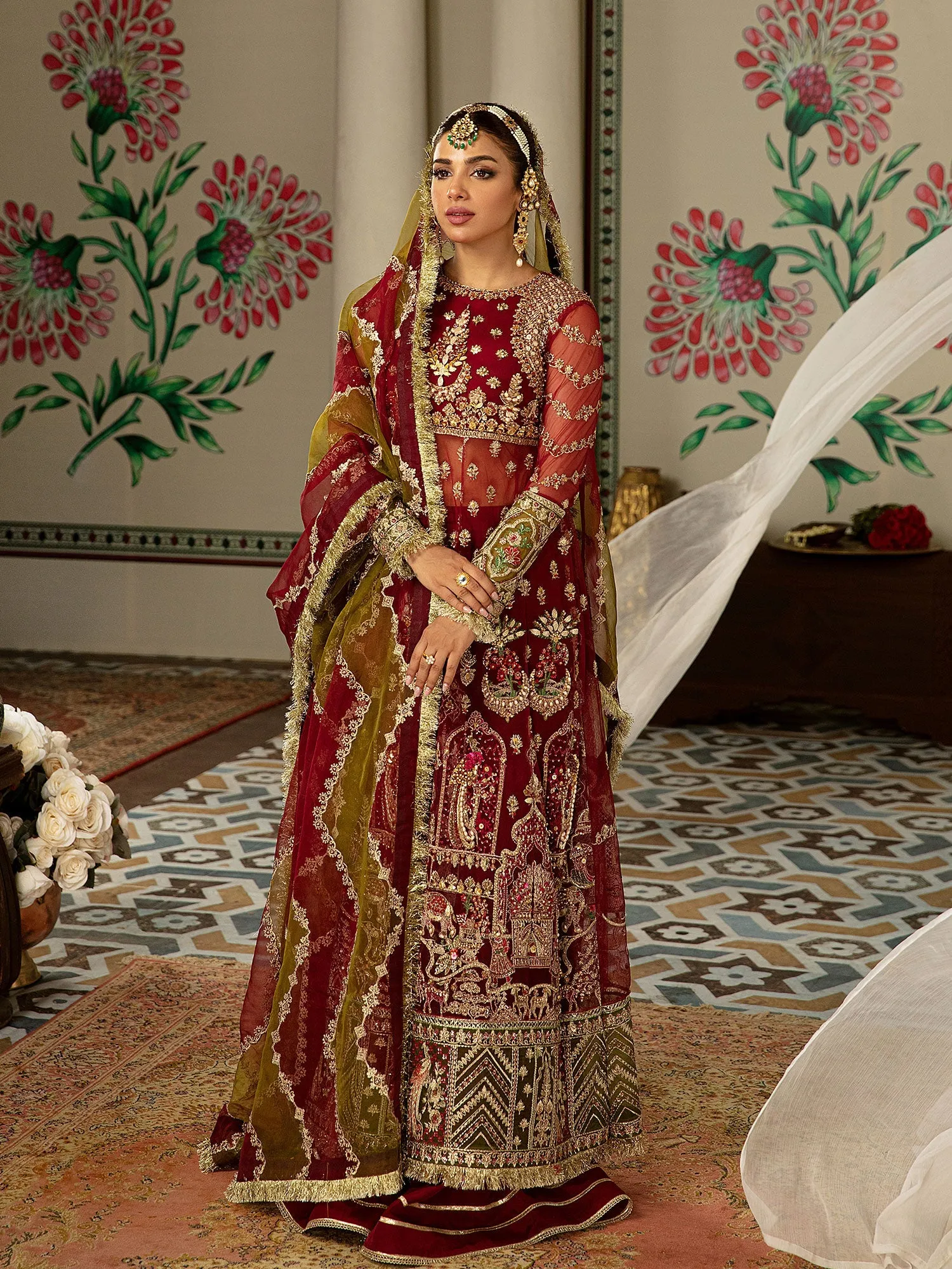 Red Dress Pakistani in Kameez Trouser Style for Wedding