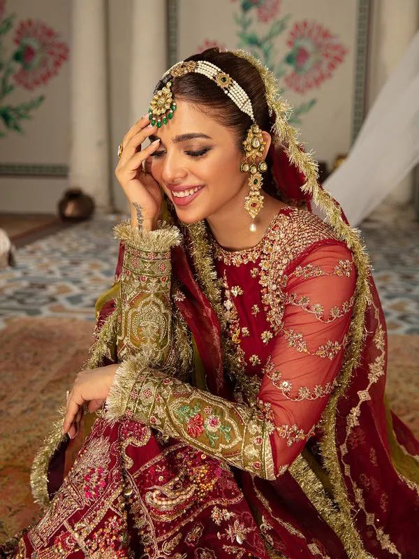 Red Dress Pakistani in Kameez Trouser Style for Wedding