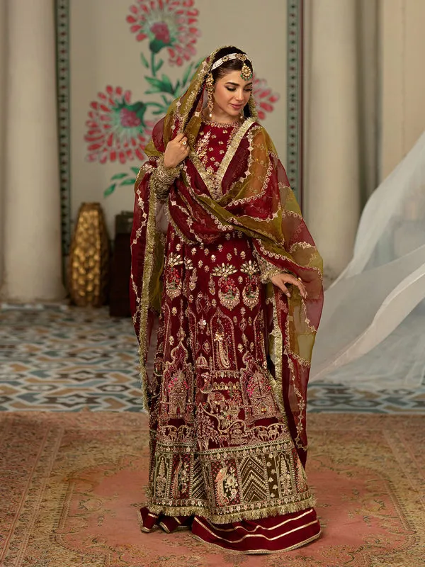 Red Dress Pakistani in Kameez Trouser Style for Wedding