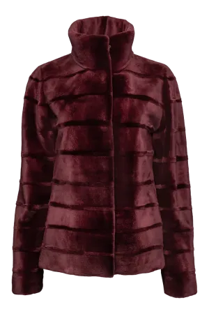Reversible Horizontal Striped Sheared Mink Fur Jacket