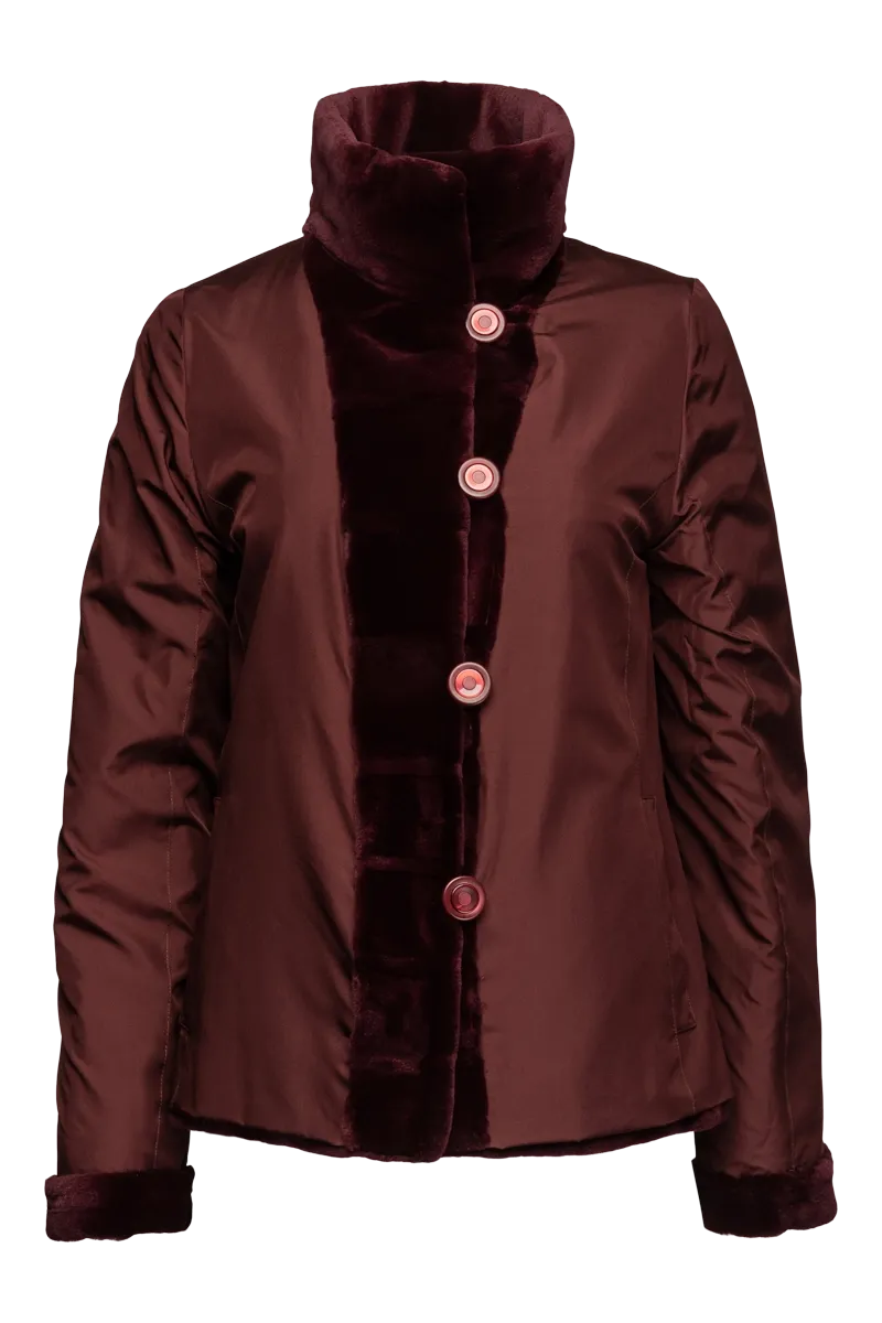 Reversible Horizontal Striped Sheared Mink Fur Jacket