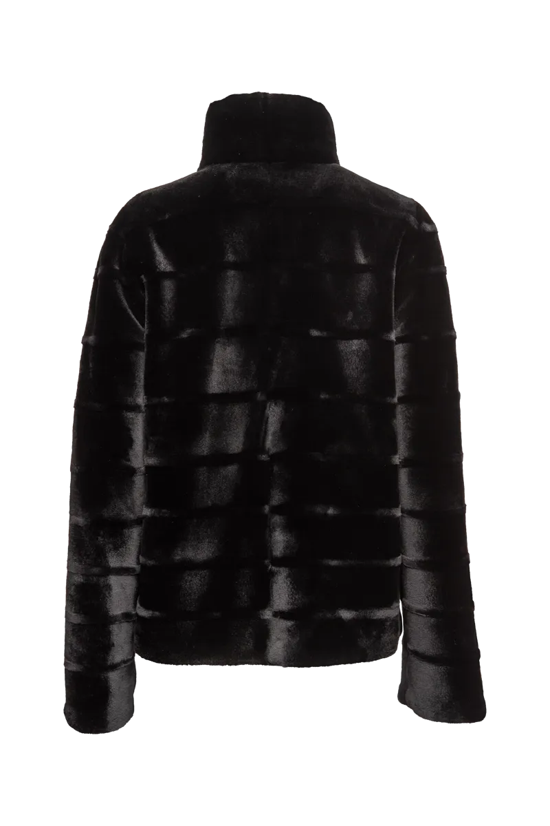 Reversible Horizontal Striped Sheared Mink Fur Jacket