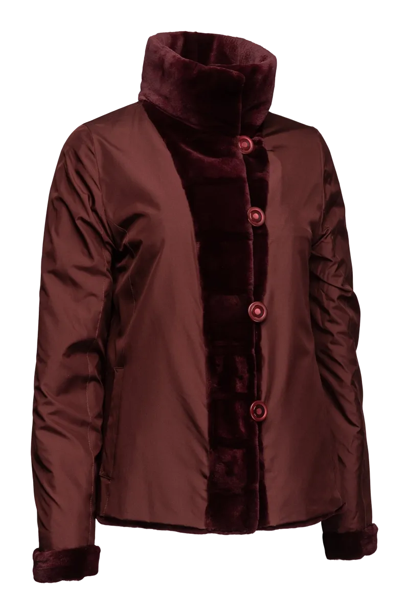 Reversible Horizontal Striped Sheared Mink Fur Jacket