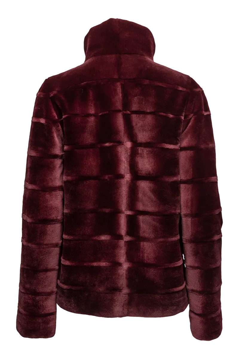 Reversible Horizontal Striped Sheared Mink Fur Jacket