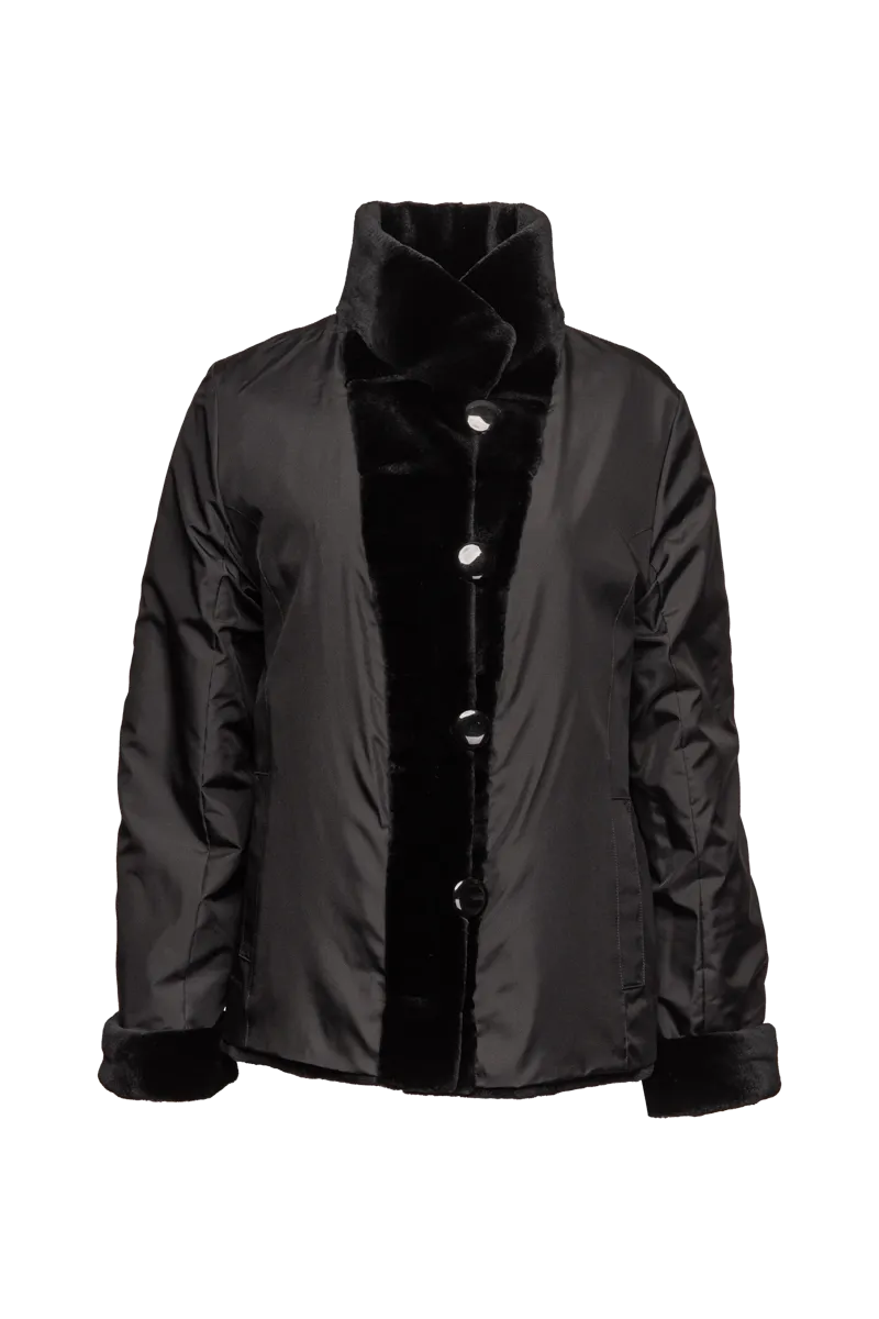 Reversible Horizontal Striped Sheared Mink Fur Jacket