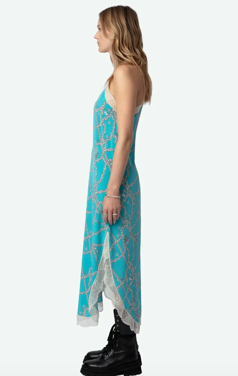 RISTYL SILK DRESS IN AQUA