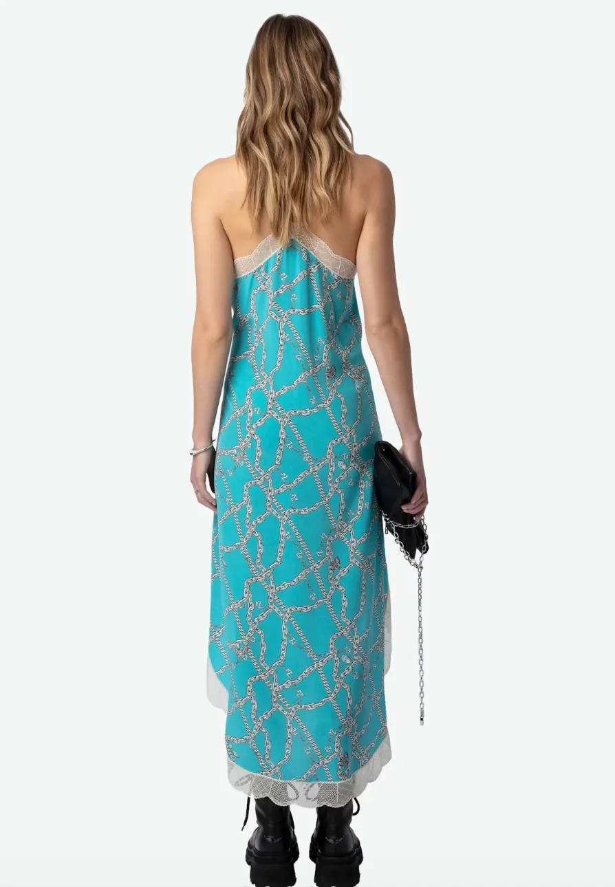 RISTYL SILK DRESS IN AQUA