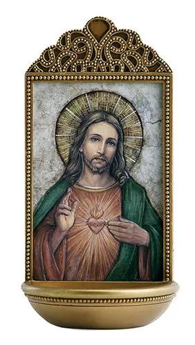 Sacred Heart Holy Water Font 6"