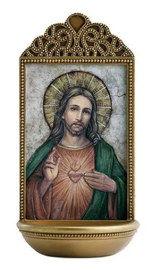 Sacred Heart Holy Water Font 6"