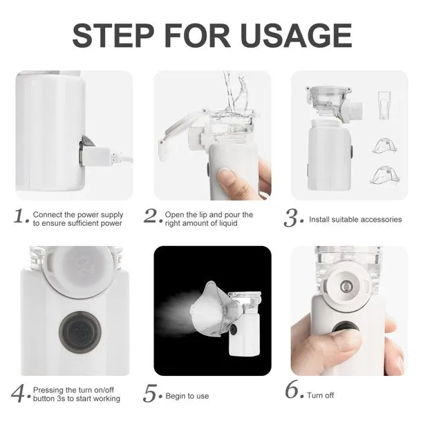 SDOM Portable Handheld Mesh Nebulizer of Tiny Mist (Grey & Mini) with Carry Bag