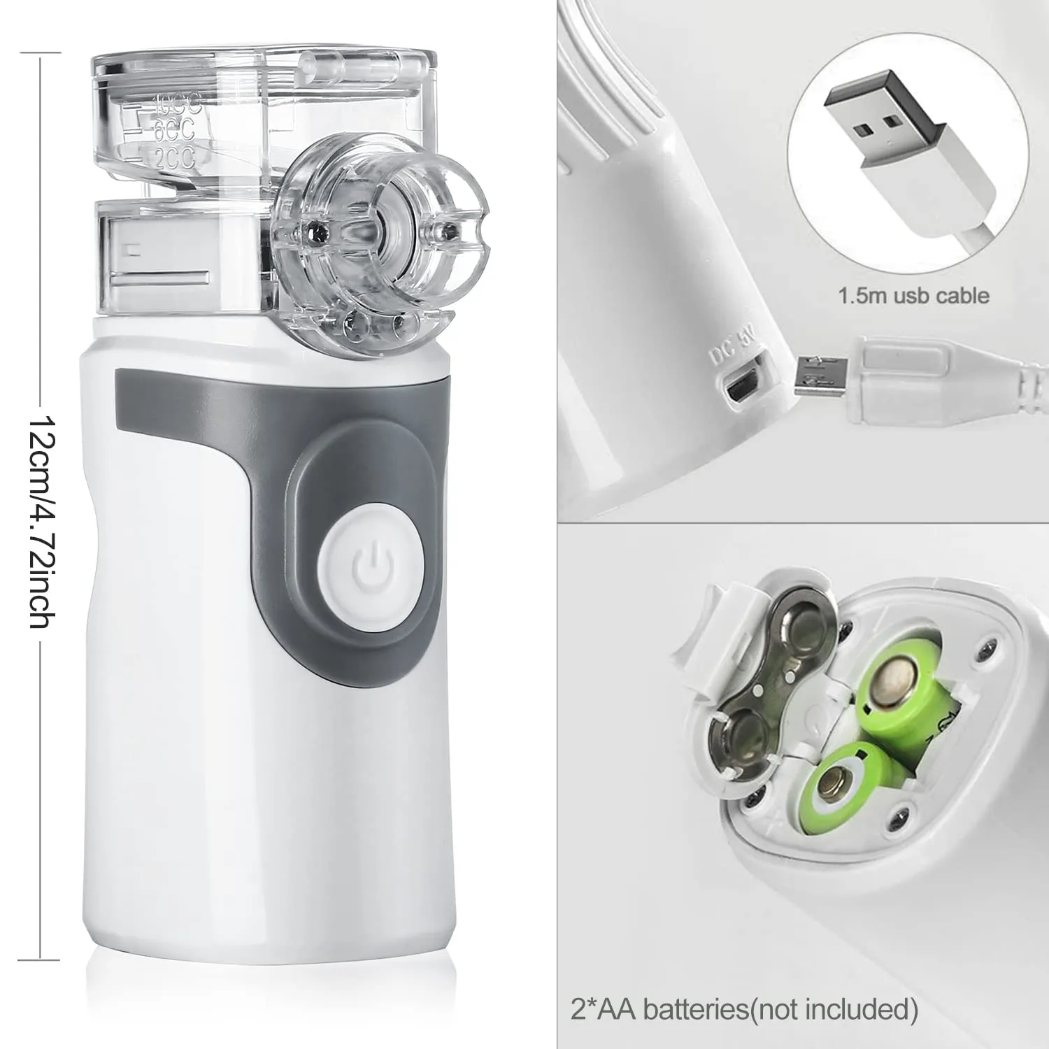 SDOM Portable Handheld Mesh Nebulizer of Tiny Mist (Grey & Mini) with Carry Bag