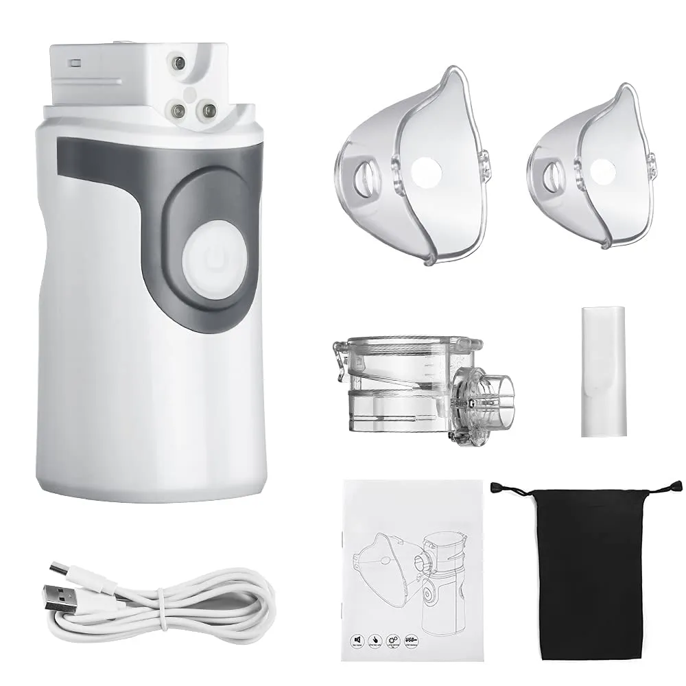 SDOM Portable Handheld Mesh Nebulizer of Tiny Mist (Grey & Mini) with Carry Bag
