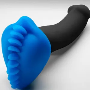 Shagger Extreme Textured Dildo Base for Harness Play by Bumpher  - Azure Blue