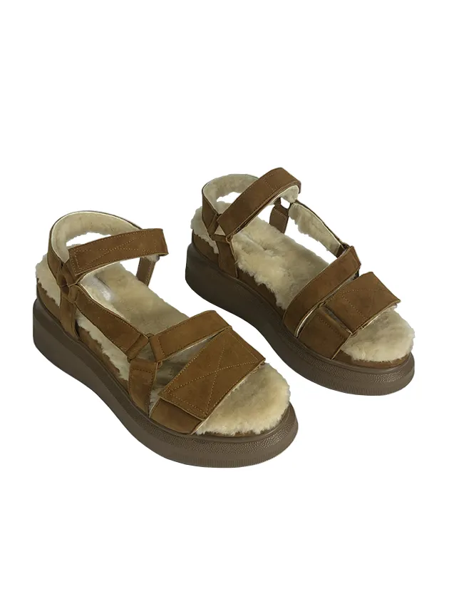 SHEARLING VELCRO SANDAL
