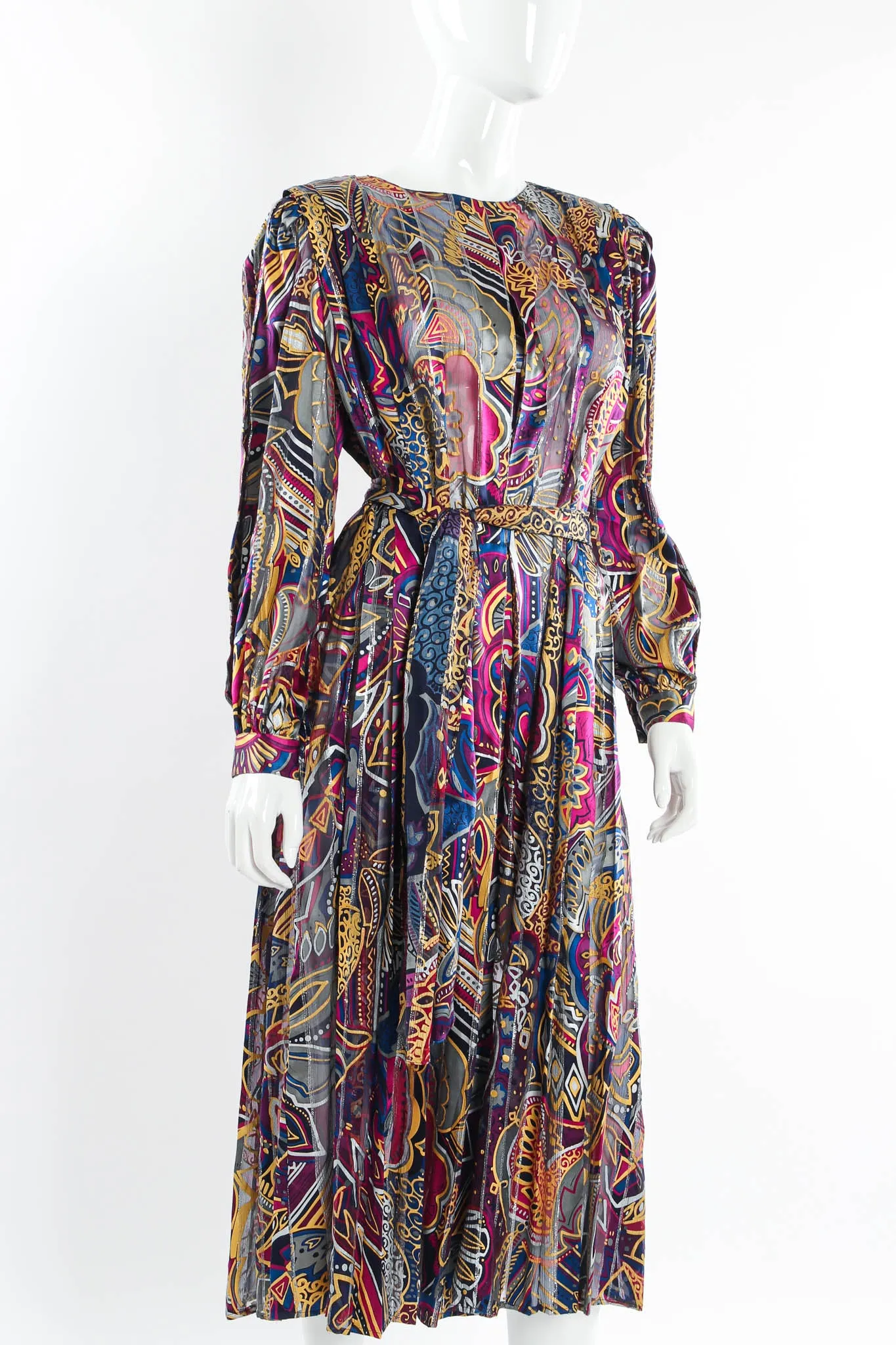 Silk Abstract Geo Floral Dress