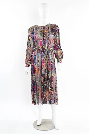 Silk Abstract Geo Floral Dress