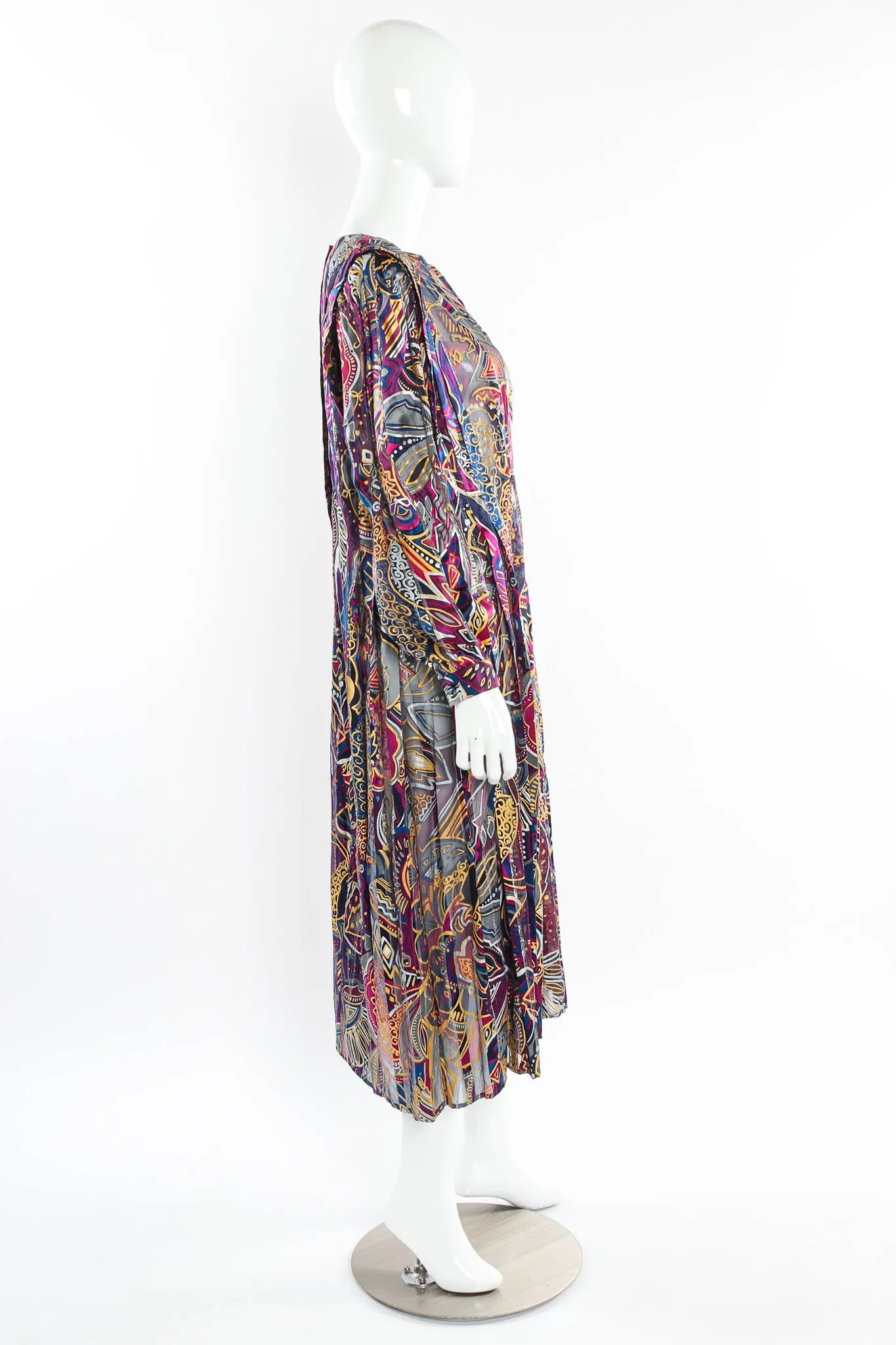 Silk Abstract Geo Floral Dress