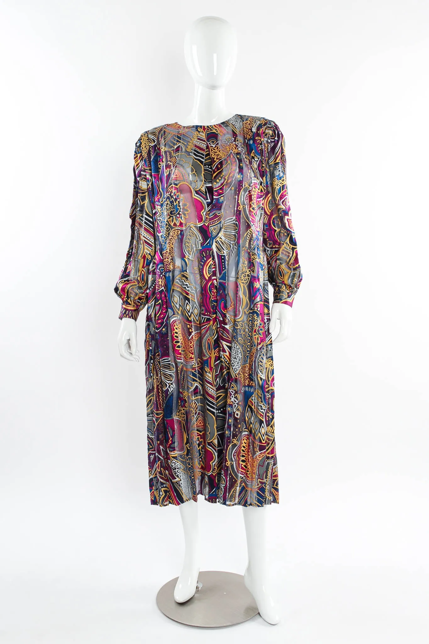 Silk Abstract Geo Floral Dress